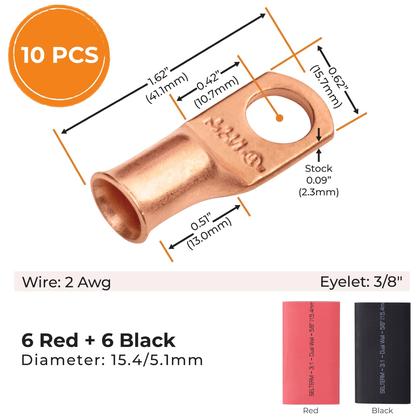 Imagem de Terminais de bateria e kit de tubos termorretráteis SELTERM 2 AWG