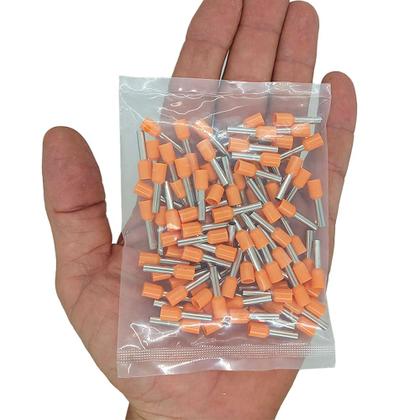 Imagem de Terminais Ilhós Tubular Tubo Longo Pré-Isolado para Cabo de 4mm - 200 Peças