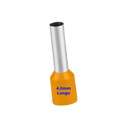 Imagem de Terminais Ilhós Tubular Tubo Longo Pré-Isolado para Cabo de 4mm - 200 Peças