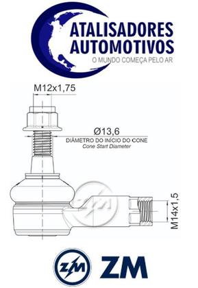 Imagem de Terminal de direção (Hidráulica) lado Direito-Esquerdo Chevrolet Cobalt/Onix /Prisma/Spin Sonic/Spin Original-ZM 270.114.08