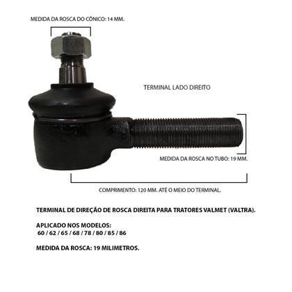 Imagem de Terminal Direção Trator Valmet DIREITO 60/62/65/68/78/80/85/86