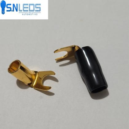 Imagem de Terminal Forquilha Latão  90º 8 AWG 4MM Preto Tech One