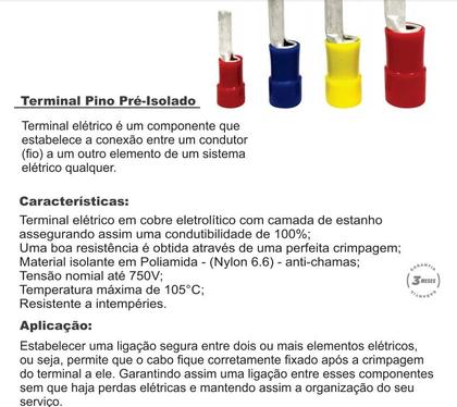 Imagem de Terminal Pino Agulha Macho 35mm 111a Vermelho TP7357