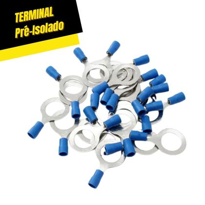 Imagem de Terminal Pré Isolado Olhal Fio 2,5mm Furo 5,3mm 100 Unidade