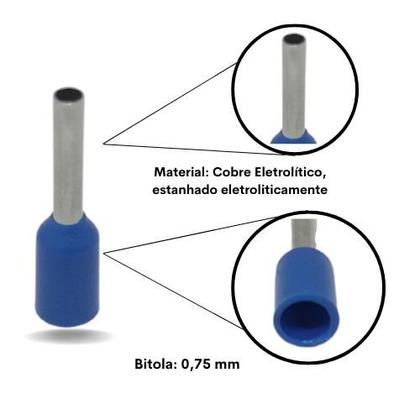 Imagem de Terminal Tipo Ilhós Isolado Simples 8mm Bítola:0,75mm CT3605