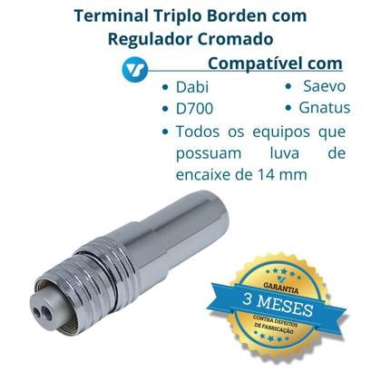 Imagem de Terminal Triplo Borden com Regulador Cromado Compatível Dabi