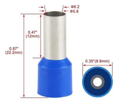 Imagem de Terminal Tubular Ilhós Conector 16mm Pré Isolado 1100 Pçs