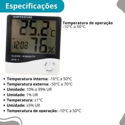 Imagem de Termo-higrômetro Digital Calibrado Higrômetro e Relógio