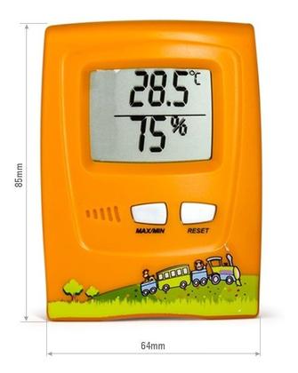 Imagem de Termo-higrometro infantil laranja -10+60c umidade 10% a 99% incoterm.