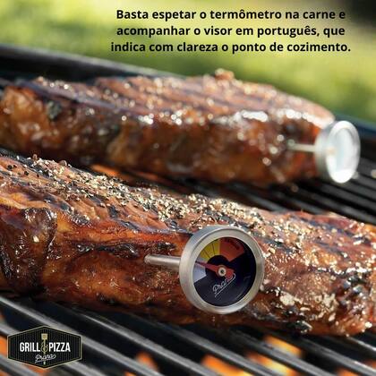 Imagem de Termômetro Analógico Inox Forno CulinárioCarne Espeto Culinário Alimentos Cozinha Linha Grill & Pizza Prana