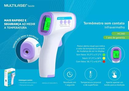 Imagem de Termômetro Corporal Medir Febre Infravermelho Sem Contato