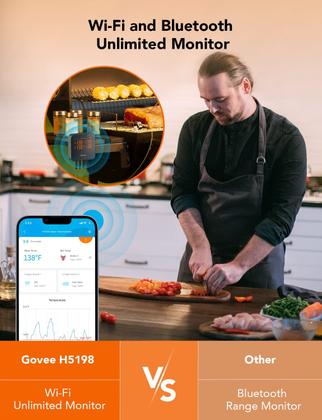 Imagem de Termômetro de carne Govee WiFi com 4 sondas Bluetooth recarregável