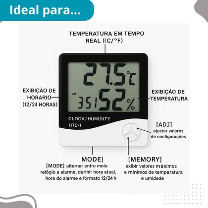 Imagem de Termômetro Digital Higrômetro Para Ajuste de Temperatura Eficiente