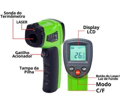 Imagem de Termômetro Digital Infravermelho Mira Laser 50 a 380C - ECOTOOLS