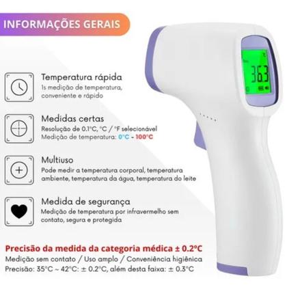Imagem de Termômetro Digital Infravermelho Temperatura Corporal Medidor a Laser