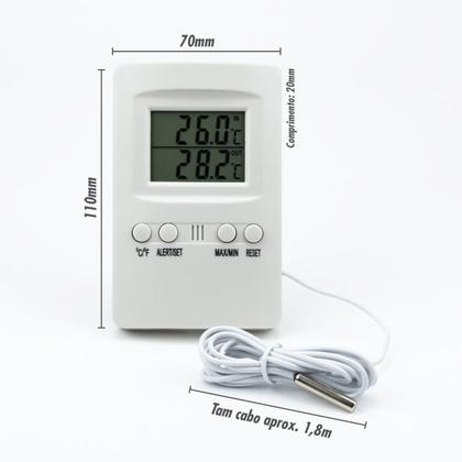 Imagem de Termometro digital maxima e minima com alarme -20c+50:0,1c ext -50c+70:0,1c incoterm.