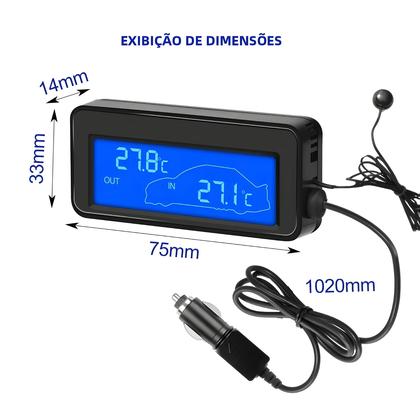 Imagem de Termômetro Digital Mini LCD 12V Para Carro, Sensor De Temperatura À Prova d'Água Para Uso Interno E