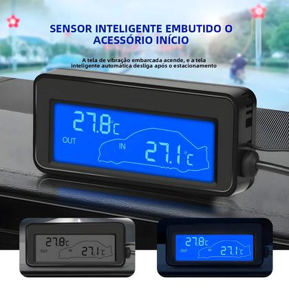 Imagem de Termômetro Digital Mini LCD 12V Para Carro, Sensor De Temperatura À Prova d'Água Para Uso Interno E