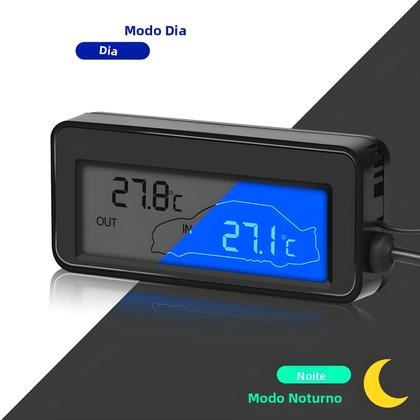 Imagem de Termômetro Digital Mini LCD 12V Para Carro, Sensor De Temperatura À Prova d'Água Para Uso Interno E