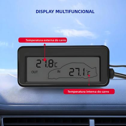 Imagem de Termômetro Digital Mini LCD 12V Para Carro, Sensor De Temperatura À Prova d'Água Para Uso Interno E