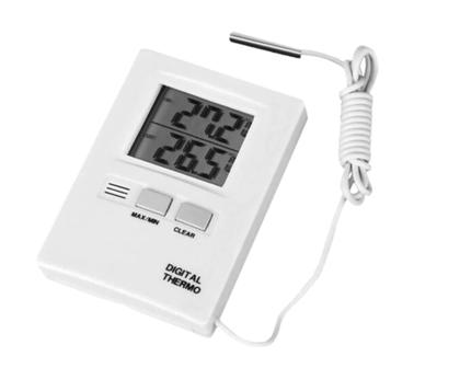 Imagem de Termômetro Digital Temperatura Máxima e Mínima Interno Externo Cabo 1 Metro com Certificado de Calibração