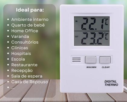 Imagem de Termômetro Digital Temperatura Máxima e Mínima Interno Externo Cabo 1 Metro com Certificado de Calibração