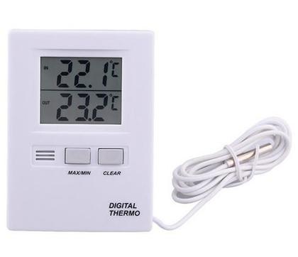 Imagem de Termômetro Digital Temperatura Máxima e Mínima Interno Externo Cabo 1 Metro com Certificado de Calibração