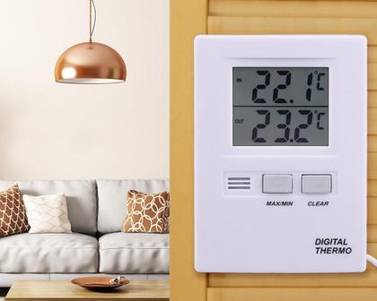 Imagem de Termômetro Digital Temperatura Máxima e Mínima Interno Externo Cabo 1 Metro com Certificado de Calibração