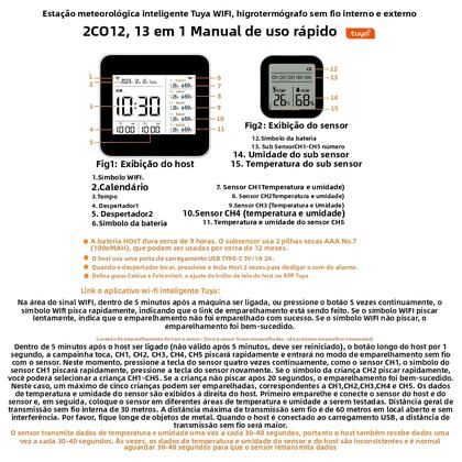 Imagem de Termômetro Higrômetro Inteligente Tuya WIFI 13 Em 1 Para Ambientes Internos Com Medidor Preciso De