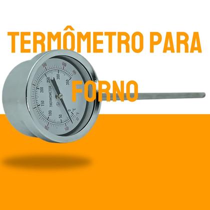 Imagem de Termômetro Inox 0 A 350c 3 Pol. Haste Vertical 20cm Para Fornos