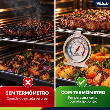 Imagem de Termômetro para Forno e Churrasqueira Profissional Aço Inox Vittak