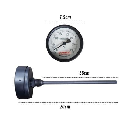 Imagem de Termômetro para Forno Iglu a Lenha Haste 20cm T3 350ºc
