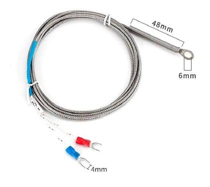 Imagem de Termopar tipo k cabo 1 metro de 0 a 800 c encaixe tipo olhal furo 6 mm