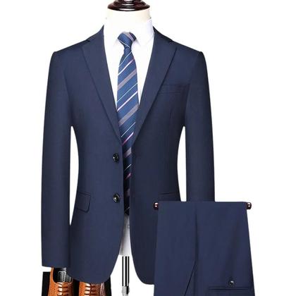 Imagem de Terno De Casamento Masculino Slim Fit Com Dois Botões Estilo Coreano Conjunto Formal De Duas Peças