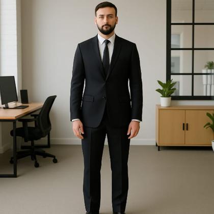 Imagem de Terno Microfibra 2 Botões Slim Masculino Azul Escuro 42