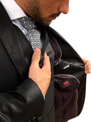 Imagem de Terno Poliviscose Slim Masculino Social Preto Encerado - Paleto+Calça+Colete - Terra Forte Ternos