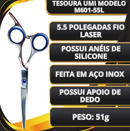Imagem de Tesoura De Cortar Cabelo Fio Laser 5.5 Polegadas UMI M601-55L Aço Inox Profissional