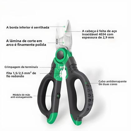 Imagem de Tesoura De Eletricista 6 7 8 Polegadas, Decapador De Fios, Cortador, Crimpador, Tesoura De Cabo Com