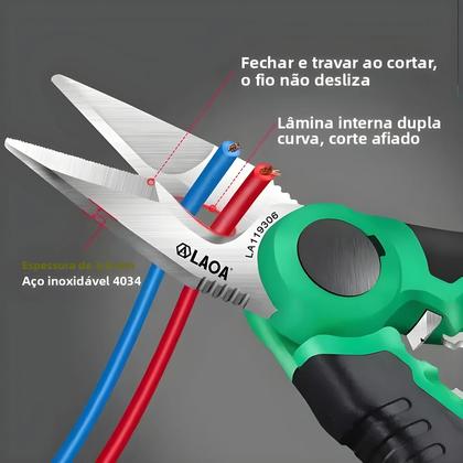 Imagem de Tesoura De Eletricista 6 7 8 Polegadas, Decapador De Fios, Cortador, Crimpador, Tesoura De Cabo Com