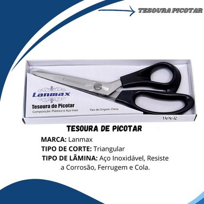 Imagem de Tesoura De Picotar Escalope Corte Arredondado Profissional