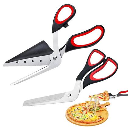 Imagem de Tesoura De Pizza Profissional Em Aço Inoxidável Destacável Com Lâmina Afiada, Cortador E Espátula