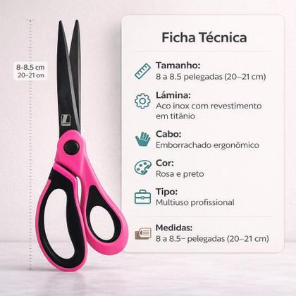 Imagem de Tesoura De Titanium 8,5 Polegadas (21cm)corte E Costura Rosa