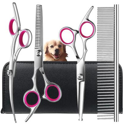 Imagem de Tesoura de Tosa para Cães com Revestimento de Titânio - Pontas Redondas e Kit de Corte Preciso