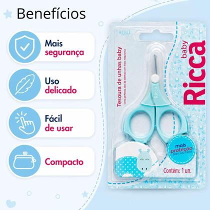 Imagem de Tesoura de Unhas Ricca Baby Azul Cód:1656