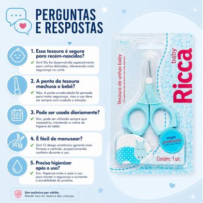 Imagem de Tesoura de Unhas Ricca Baby Azul Cód:1656