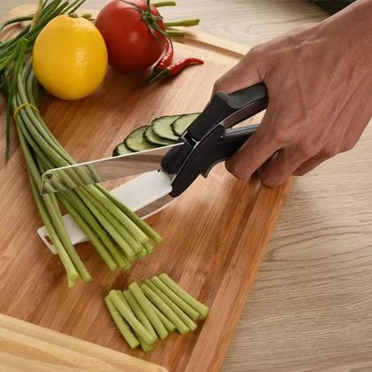 Imagem de Tesoura Faca Fatiador Picador Legumes Smart Cutter - QG DOS PRODUTOS