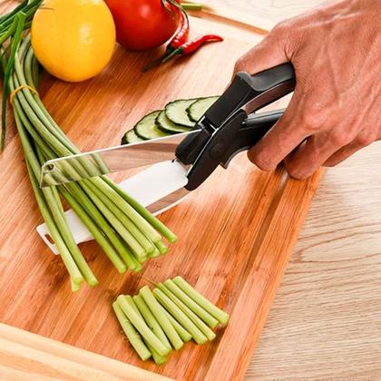 Imagem de Tesoura Faca para Cozinha Corta Legumes Verduras Vegetais Multiuso Utensílio Doméstico Super Prático