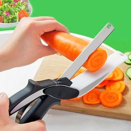 Imagem de Tesoura Faca para Cozinha Corta Legumes Verduras Vegetais Multiuso Utensílio Doméstico Super Prático