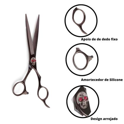 Imagem de Tesoura Fio Navalha Anatomic Caveira Black 6.5 - Marco Boni