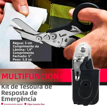 Imagem de Tesoura Multifuncional Raptor de Emergência com Coldre - Compatível com Disjuntor